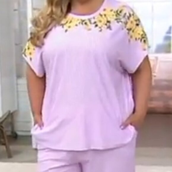 NEW 1X Cuddl Duds Cotton Touch Dolman Tunic & Gaucho Pant Set with pockets (QVC) - Picture 1 of 16